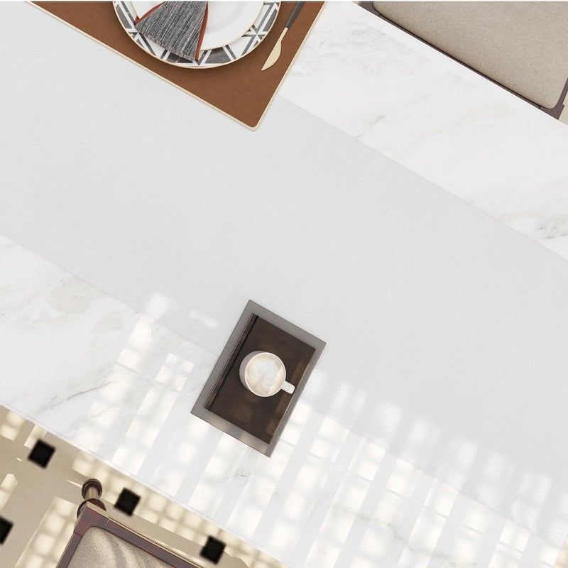 NATUS WEAVER مفرش طاولة طعام 12 × 90 بوصة من قماش الخيش لمطبخ المزرعة، أبيض نقي - Image 5